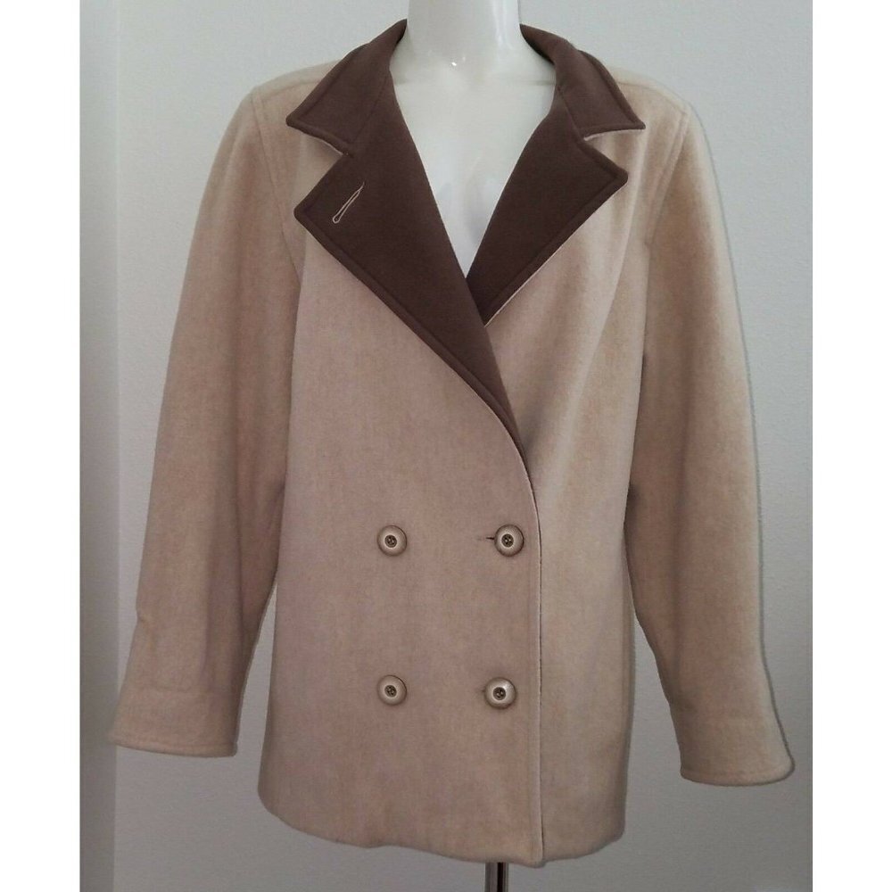 Mackintosh Tan 100% Wool Jacket Coat Double Breasted Women's Size 10 Lined Brown